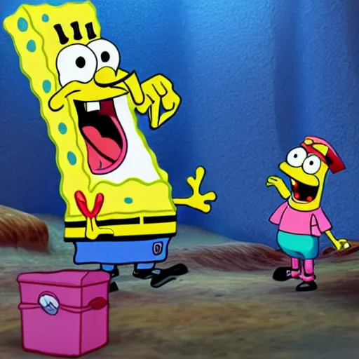 Image similar to Spongebob meets patchy the Pirates, hyper realistic, HD, HQ, photo realistic