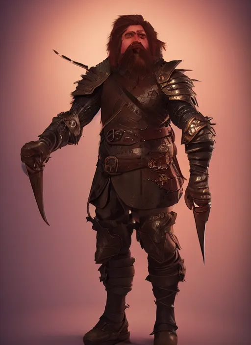 Prompt: A fantasy comic book style portrait painting of a male dwarf ranger in leather armor, unreal 5, DAZ, hyperrealistic, octane render, cosplay, RPG portrait, dynamic lighting