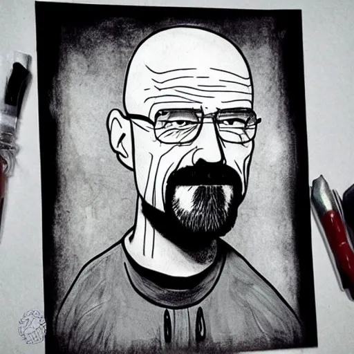 Prompt: walter white in the style of tim burton