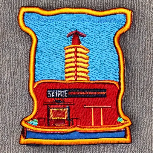 Image similar to fire station embroidered patch retro design