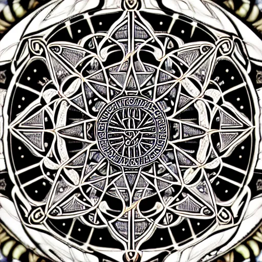 Image similar to psychedelic sacred geometry, intricate, sophisticated, ultra realistic, incredibly detailed, diagram, illustration, fractal, trending on artstation by markus kosel and alphonse mucha - n 9