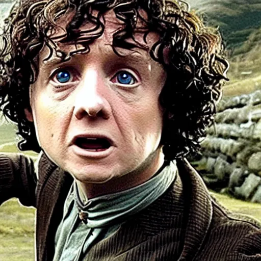 Prompt: donald trump as frodo in the lord of the rings, award winning photo