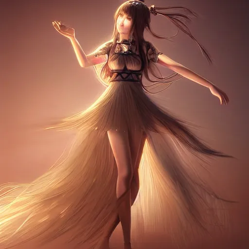 Prompt: 3D advanced digital art, a very cute and gorgeous anime woman wearing a dress made of Sand + full body, very long brown hair+braided hair, brown eyes, standing in a dessert, full round face :: cinematic lighting, mid-shot, highly intricately detailed, trending on pixiv :: Steven Artgerm Lau, WLOP, RossDraws, RuanJia , James Jean, Andrei Riabovitchev, Totorrl, Marc Simonetti, Visual Key, and Sakimichan