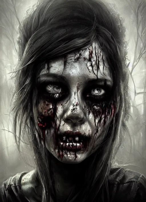 Image similar to epic portrait cinematic shot an female covered in black substance screaming in agony and becoming a zombie, apocalyptic backround, creepy, scary, fine details. night setting. realistic shaded lighting poster by craig mullism, artgerm, jeremy lipkin and michael garmash, unreal engine, radiant light, detailed and intricate environment, digital art, trending on art station,