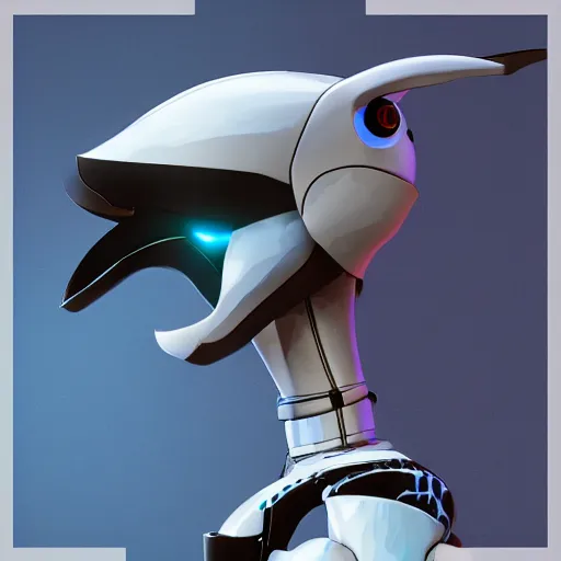 Image similar to anthro robotic dolphin headshot profile picture, side profile shot, commission on furaffinity, unreal engine