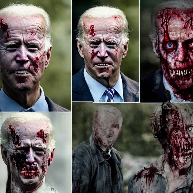 Image similar to zombie Joe Biden in The Walking Dead