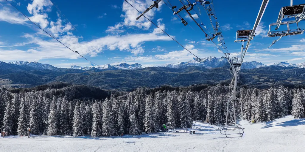 Image similar to chairlift, ski resort, mountainsat background, 4 k,