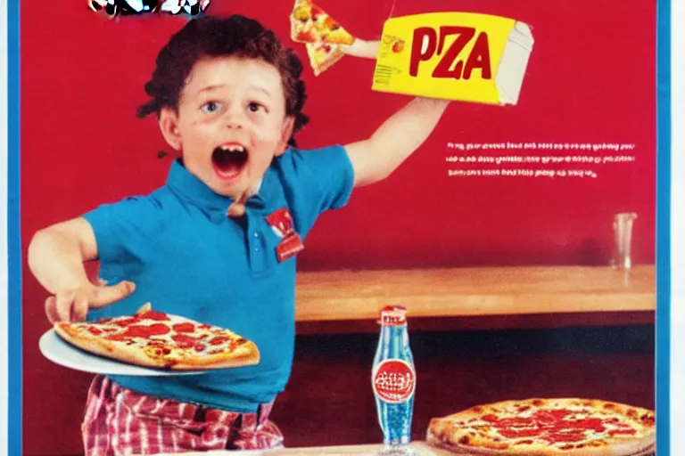 Prompt: pizza!!, 80s, advertisement