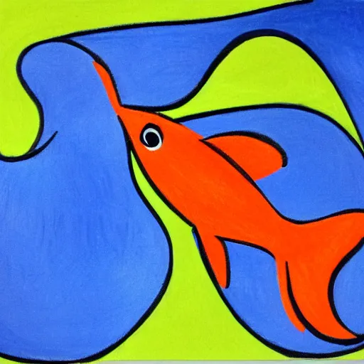 Prompt: dancing goldfish's by picasso