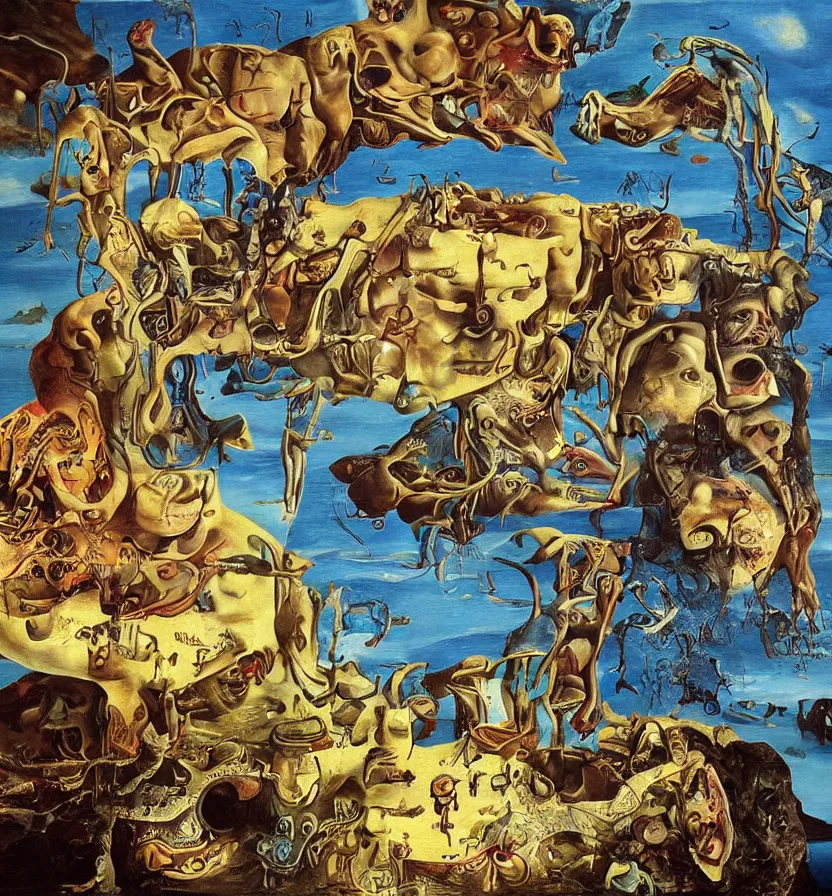 Image similar to the world between death and life, surrealistic extremely detailed painting, by damien gilley and salvador dali