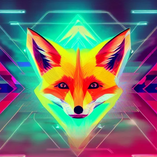 Prompt: digital geometric fox, retrowave palette, digital world, highly detailed, electric breeze, anatomically correct vulpine, synth feel, fluffy face, ear floof, flowing fur, super realism, accurate animal imagery, 4 k digital art