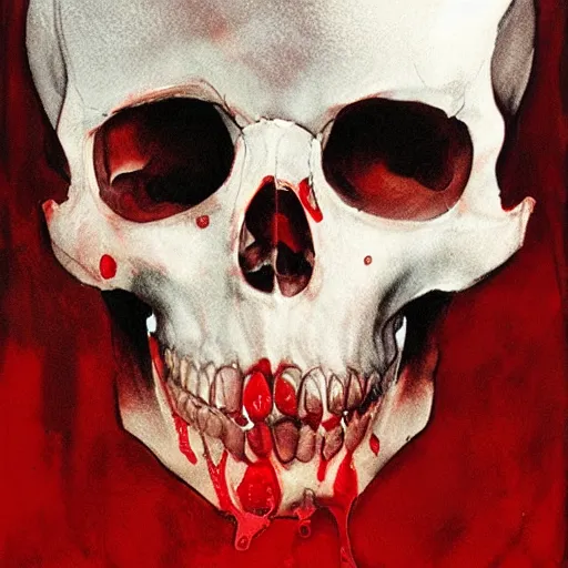 Image similar to turbulent transparent red liquid inside in a transparent skull, alex maleev