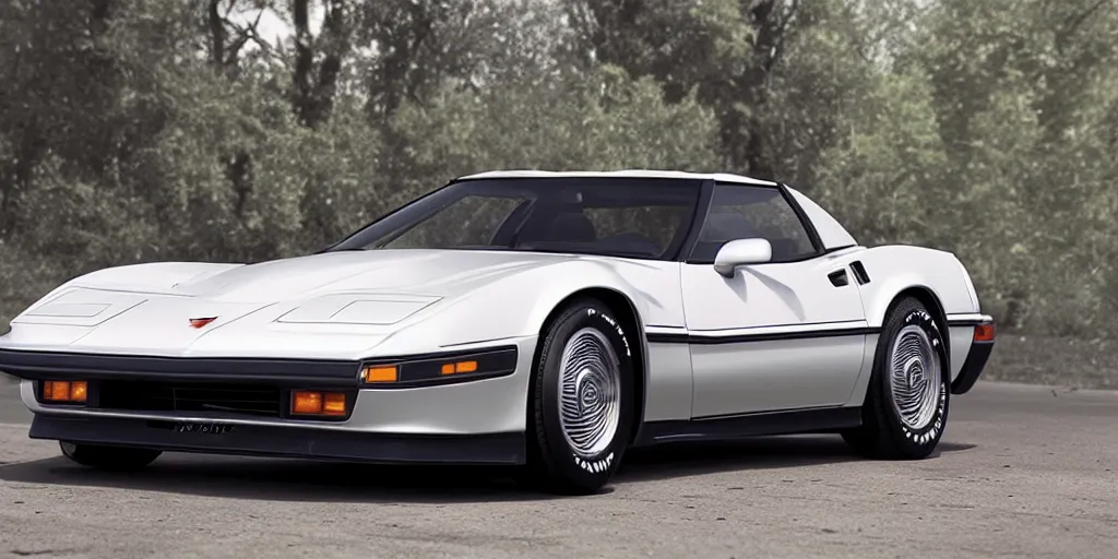 Image similar to “C8 corvette if it were made in the 1980s highly detailed, 4K”