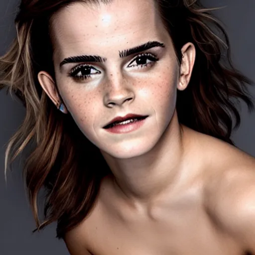 Prompt: portrait photograph of emma watson but her skin is replaced with avocado skin