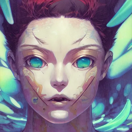 Image similar to prompt : fighter portrait soft light painted by james jean and katsuhiro otomo and erik jones, inspired by evangeleon anime, smooth face feature, intricate oil painting, high detail illustration, sharp high detail, manga and anime 1 9 9 0