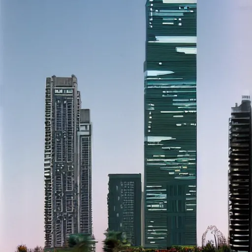 Prompt: a skyscraper in postmodern style