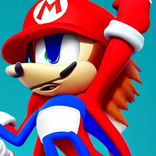 Image similar to sonic melting into Mario