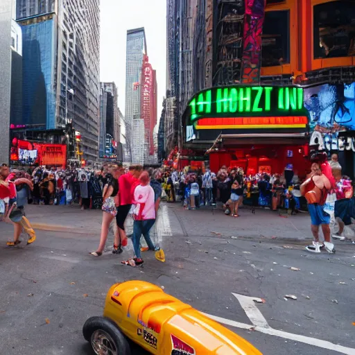 Prompt: 4 k photo of the hot dog incident of 2 0 1 6 in new york city