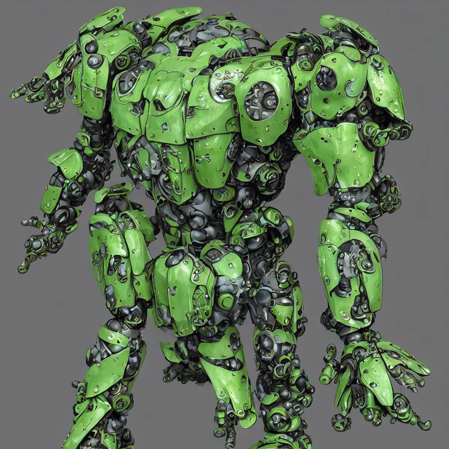 Image similar to waterlily themed amphibious power armor. mobile suit textured like water lettuce, top half is mecha nymphaea flower petals being robotic limbs, waterlily pads, sculpted metal, biomechanical, hyperdetailed, bandai box art, 8 k hd resolution, behance hd artstation. # power armor pistia playing waterlily pad tentacles, 8 k hd resolution