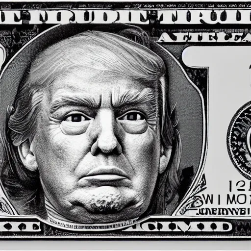 Image similar to Trump face on a 1 billion dollar bill