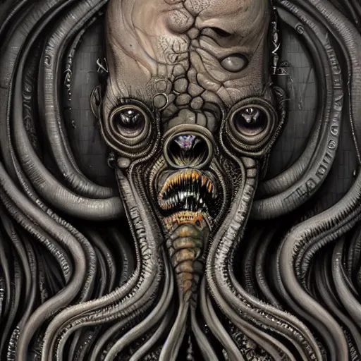 Image similar to portrait of a lovecraftian eldritch horror, centered, h. r. giger, highly detailed, high definition, 8 k, trending on artstation w 1 0 8 0 h 1 9 2 0