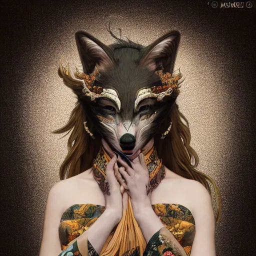 Prompt: a Photorealistic dramatic fantasy render of a beautiful woman wearing a beautiful intricately detailed Japanese Wolf Kitsune mask and clasical Japanese Kimono by WLOP,Artgerm,Greg Rutkowski,Alphonse Mucha, Beautiful dynamic dramatic dark moody lighting,shadows,cinematic atmosphere,Artstation,concept design art,Octane render,8K The seeds for each individual image are: [1544957270, 3461883673, 3056491884, 1949632155, 1584012764, 1289619819, 4022014538, 4233508180, 2018254171]