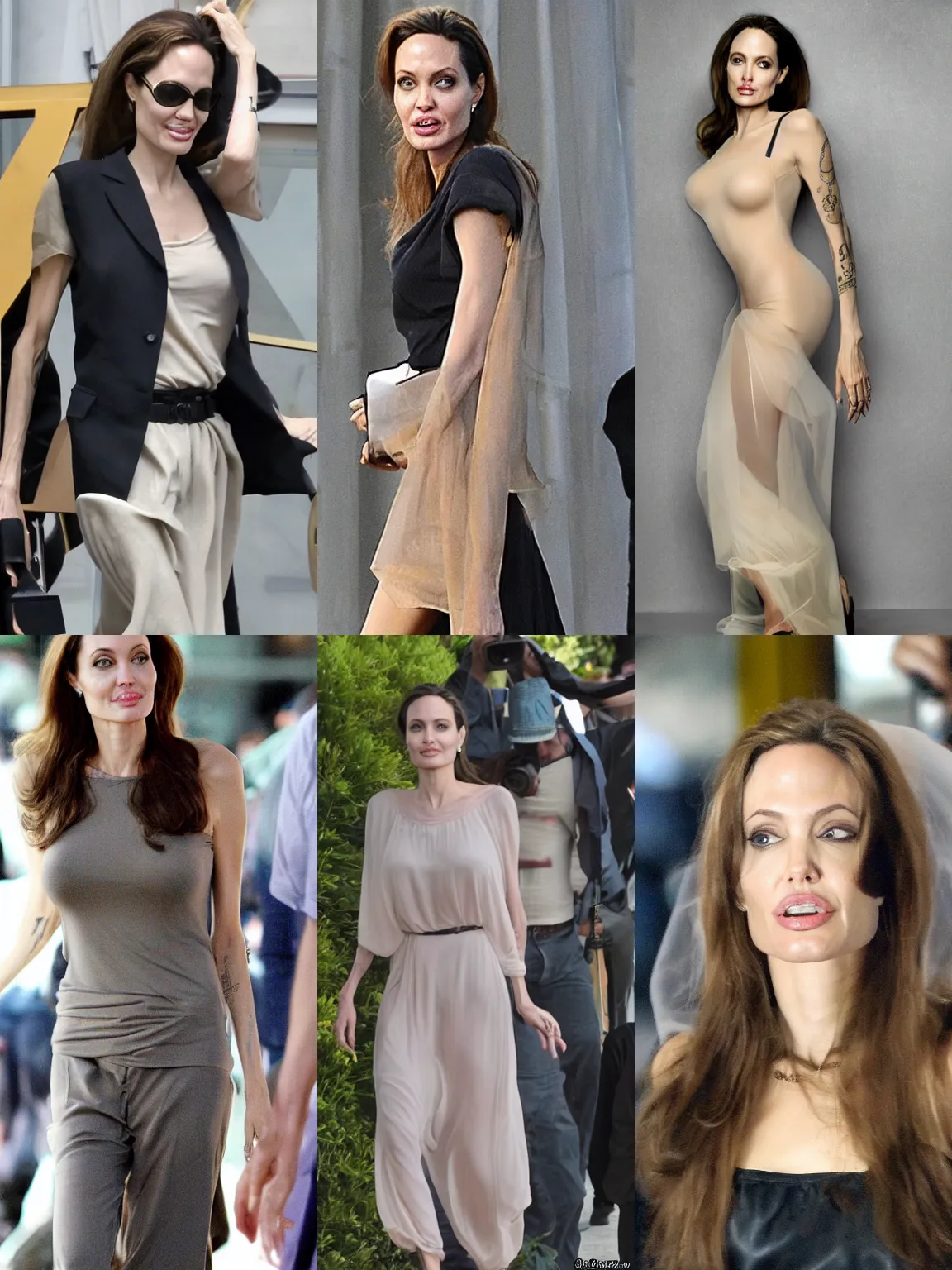 Prompt: Angelina Jolie in transparent clothes. long shot