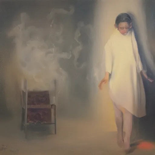 Prompt: the story of the ghost, oil painting, steamy