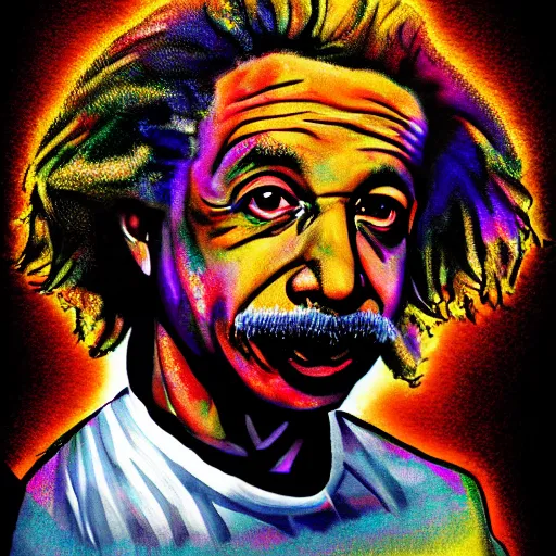 Prompt: rapper einstein portrait