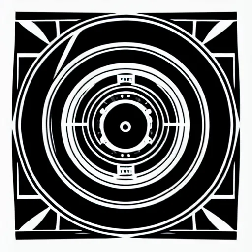 Image similar to black and white sci fi luxury themed svg vector art panel for cnc plasma, laser, stencil, unique art deco hole through circuit design