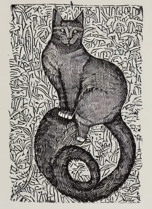 Image similar to cat woodcut print by Samuel Jessurun de Mesquita