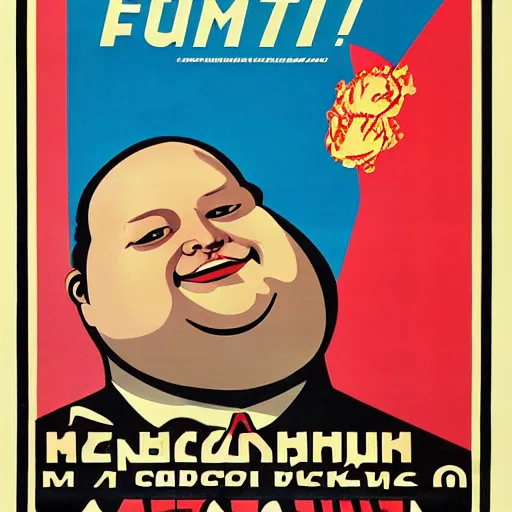 Prompt: fat don cryptonium, soviet propaganda poster, vivid colors