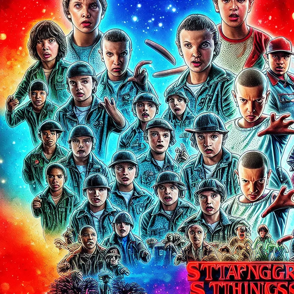 Prompt: Starring Dwayne Johnson in stranger things poster