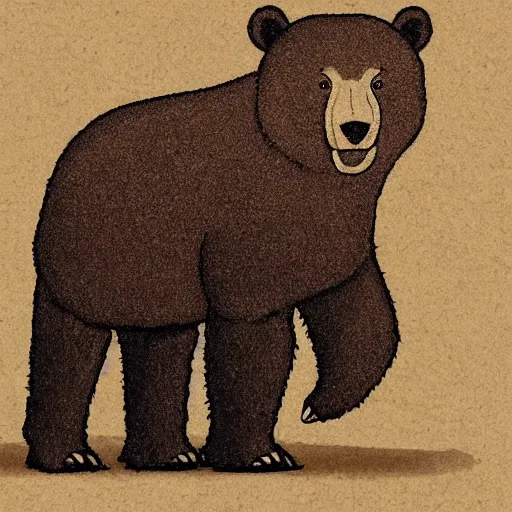 Image similar to a communist brown bear drawn in soviet style