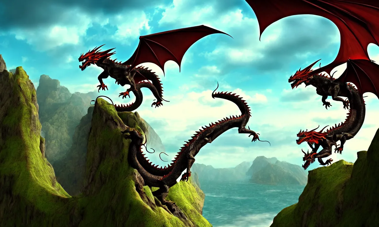 Prompt: riding a dragon over a cliff, digital art, 3 d illustration, transparent backround