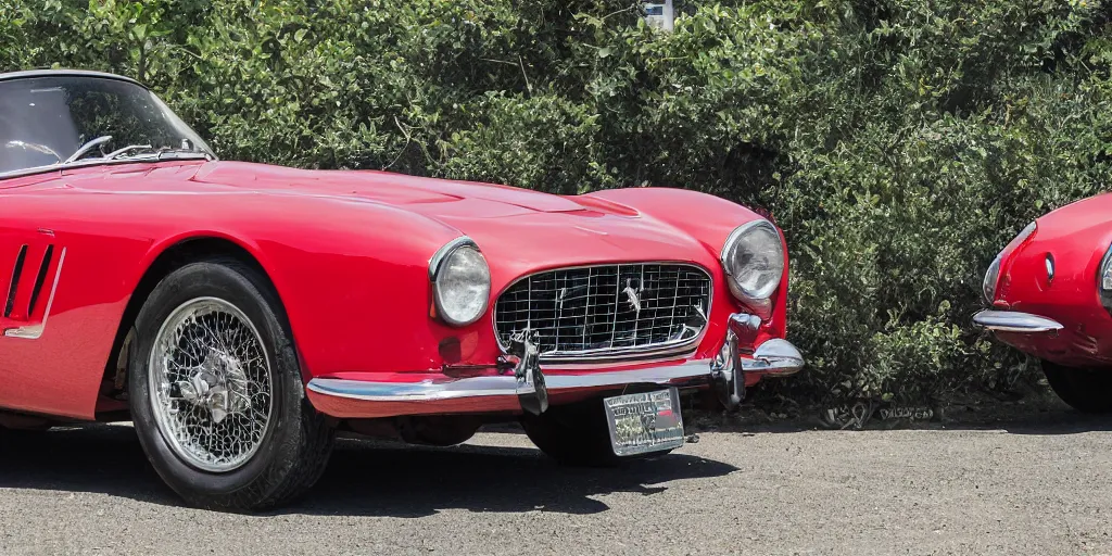 Image similar to photograph, 1958 FERRARI 250 GT, roadster, by Peter Singhof, press release, cinematic, PCH, 8k, depth of field, bokeh. rule of thirds