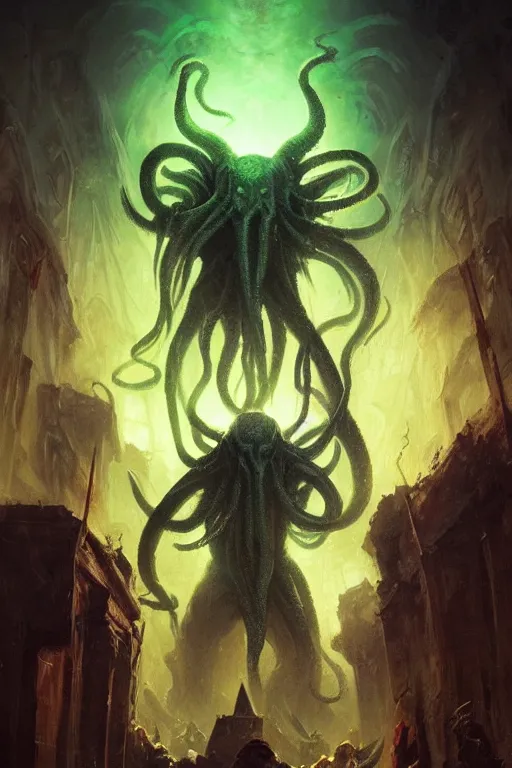 Prompt: cthulhu, digital art, magic the gathering, mtg, by greg rutkowski, trending on artstation