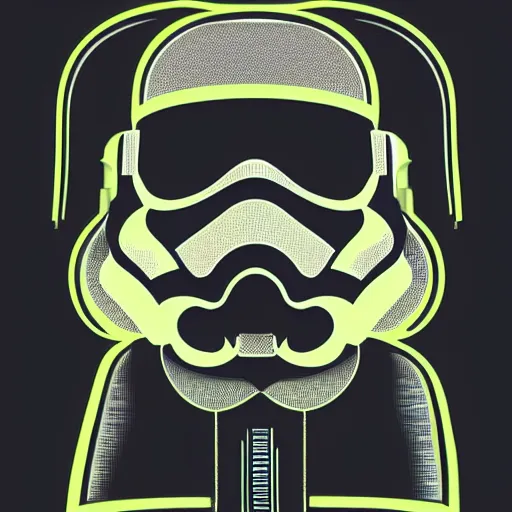 Image similar to individual furry stormtrooper silk screen portrait beeple style