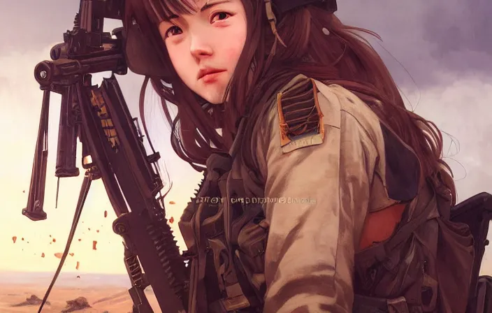 Prompt: war movie scene, infantry girl, anime style, long hair, hair down, symmetrical facial features, shot wounds, wallpaper, from girls frontline, hyper realistic, pale skin, rule of thirds, extreme detail, detailed drawing, trending artstation, hd, trading card, by alphonse mucha, greg rutkowski, backlit