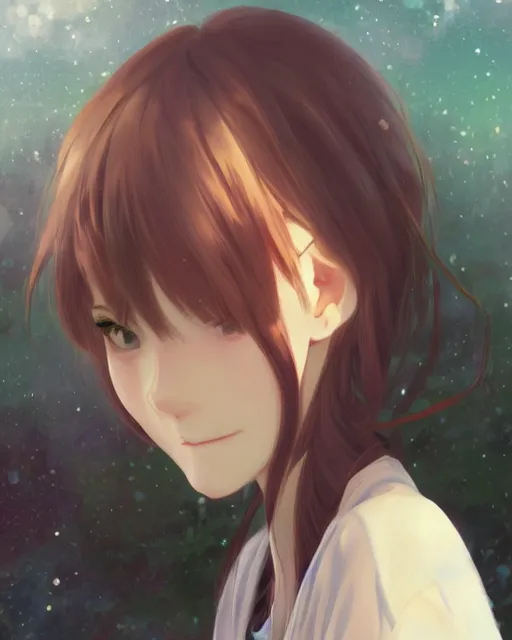 Image similar to a portrait of a teenage girl, moe, kawaii, pretty, lovely, detailed face, digital art by makoto shinkai