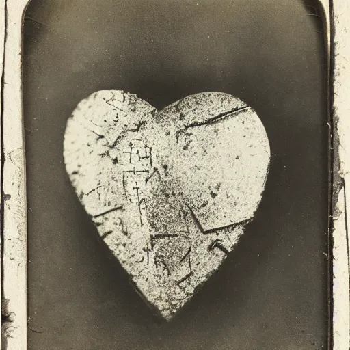 Prompt: A broken heart in several pieces, by Ansel Adams Tintype 1800s