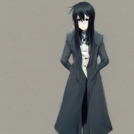 Anime girl wearing black jacket template Vector Image