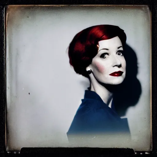 Image similar to photography of cristina hendricks, joan holloway from mad men, tintype, deregoue