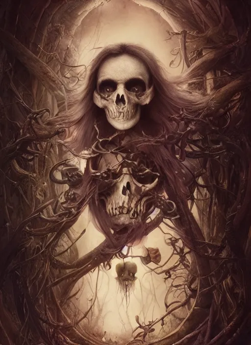 Image similar to Alice in Wonderland,death tarot card,half skull face,highly detailed,cinematic,8k,by Stanley Artgermm,Tom Bagshaw,Greg Rutkowski,Carne Griffiths, Ayami Kojima, Beksinski, Giger,Anne Stokes, Benjamin Lacombe,trending on DeviantArt,hyper detailed,horror, full of colour