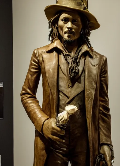 Prompt: photo of a Johnny Depp statue in a museum, by Michelangelo