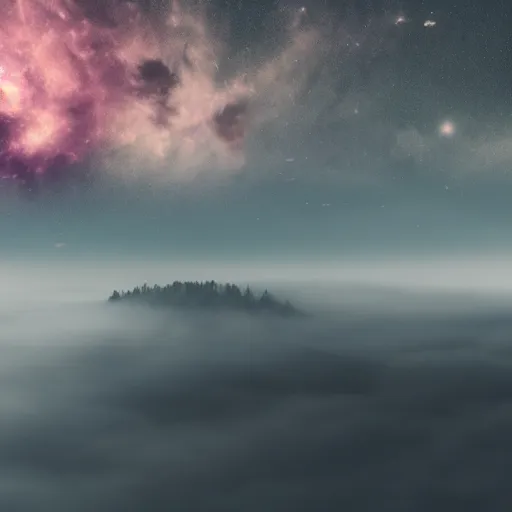 Image similar to dark, galaxy, evil, moody, fog, stars, wonder, mystery, realistic, 4 k