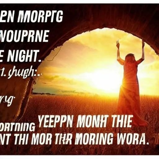 Prompt: weeping may endure for a night, but joy cometh in the morning.