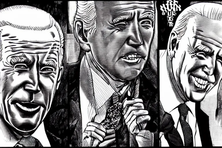 Prompt: Joe Biden melts America, Junji Ito