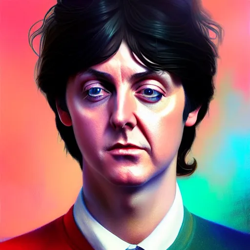 Image similar to Steven Moriseey as Paul McCartney, body portrait, highly detailed, digital painting, artstation, concept art, sharp focus, illustration, art by WLOP and greg rutkowski and alphonse mucha and artgerm