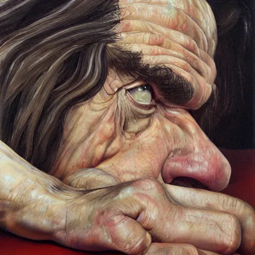 Image similar to high quality high detail painting by lucian freud, hd, nick cave